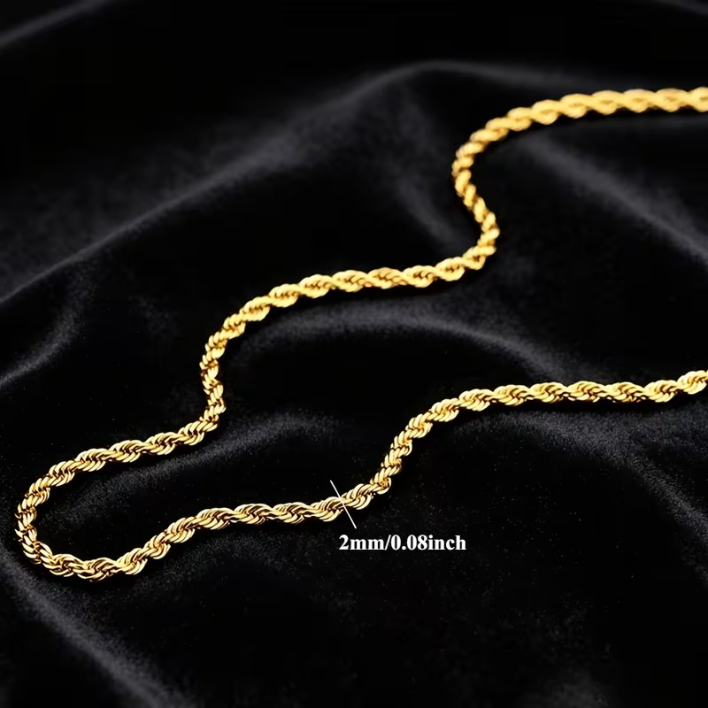 3pcs Twisted Chain Necklace Set, Stainless Steel Bohemian Style
